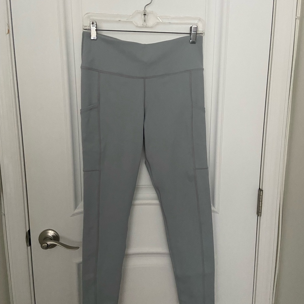 BANANA REPUBLIC Blue-Gray Streamlined Athletic Leggings with Wide Waistband